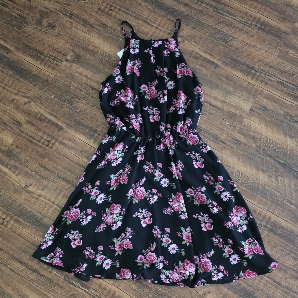 NWT Black Dress with Pink Floral XXS Wedding Guest